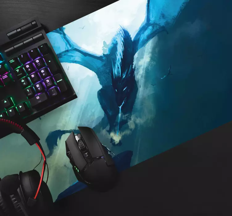 Tapis de souris gamer scène de dragon majestueux - TenStickers