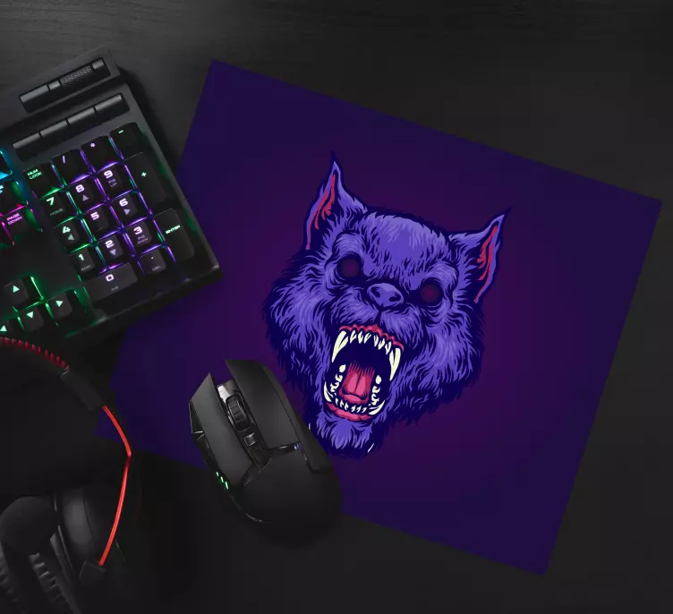 Tapis de souris gamer tête de loup féroce - TenStickers