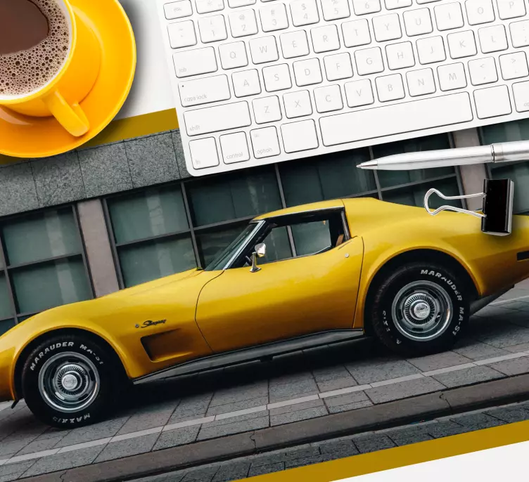 Tapis de souris gamer voiture de sport jaune élégante - TenStickers