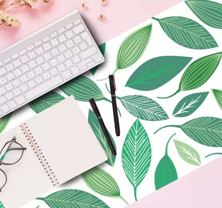 Tapis de souris motif arrangement de feuilles vertes - TenStickers