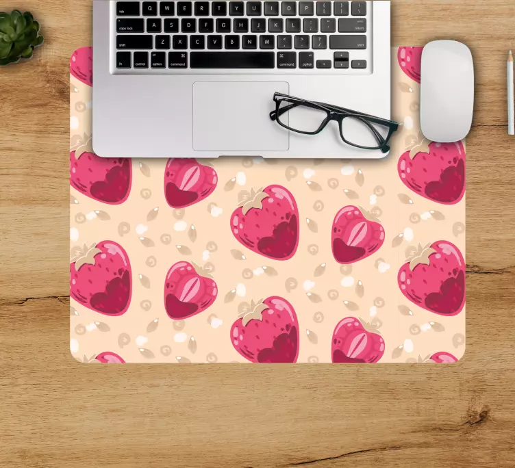 Tapis de souris motif cœurs de fraises mignons - TenStickers