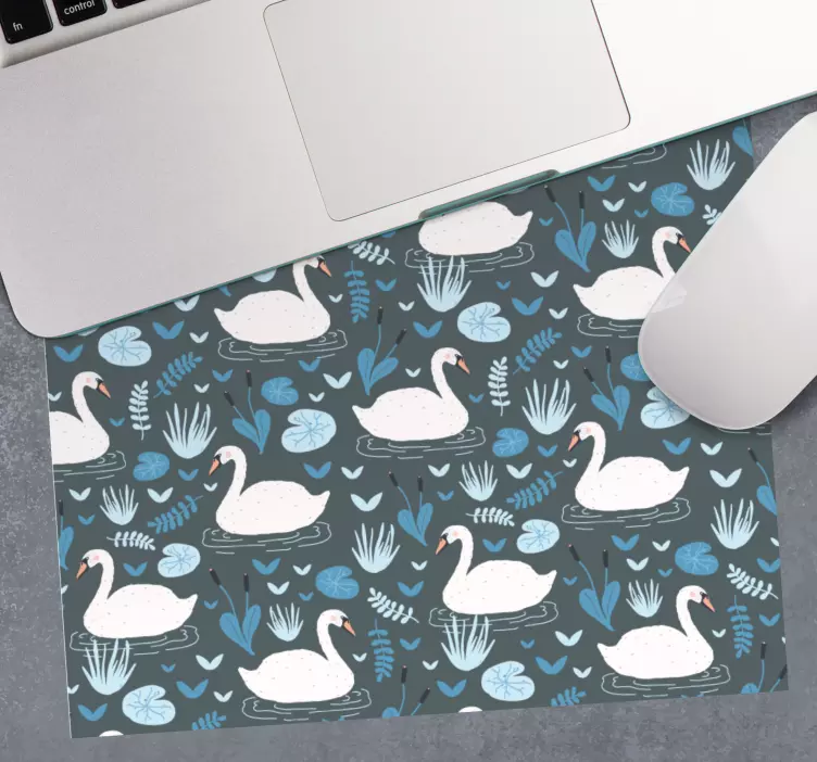 Tapis de souris motif cygnes parmi les feuilles - TenStickers