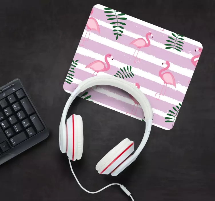 Tapis de souris motif feuille de flamant rose - TenStickers