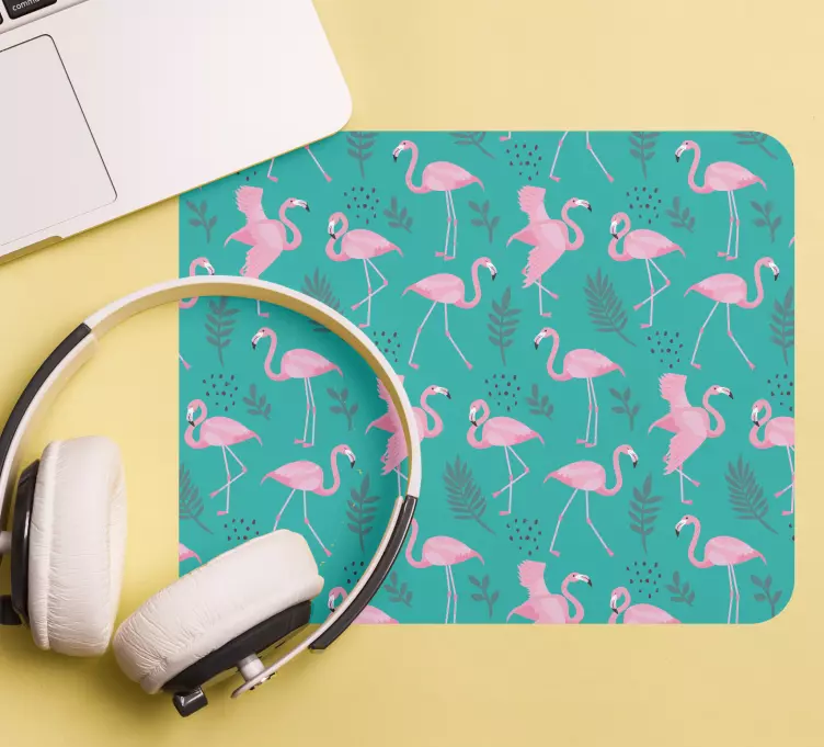Tapis de souris motif flamant rose tropical - TenStickers