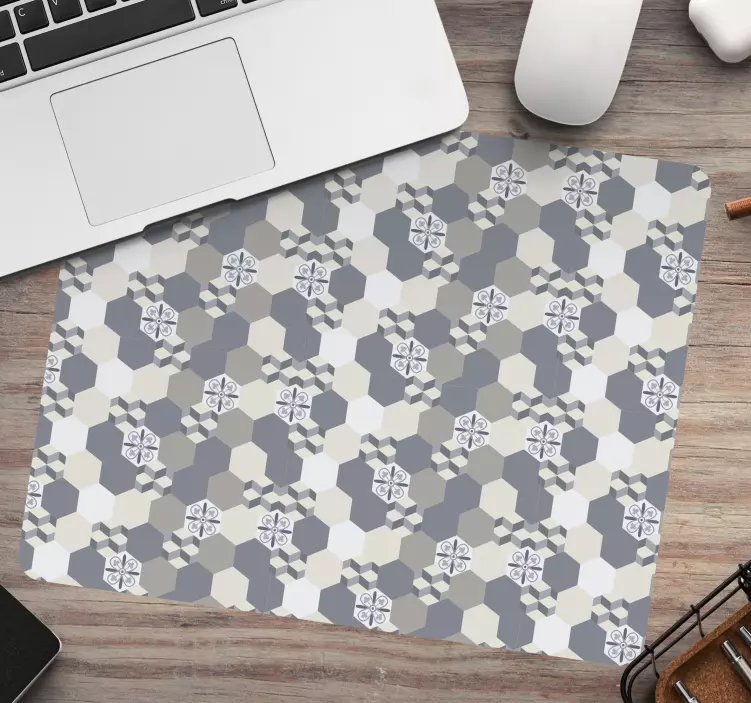 Tapis de souris motif floral hexagonal - TenStickers