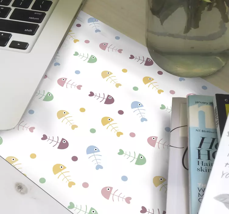 Tapis de souris motif os de poisson colorés - TenStickers