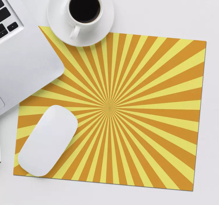 Tapis de souris motif rayures jaunes rayonnantes - TenStickers