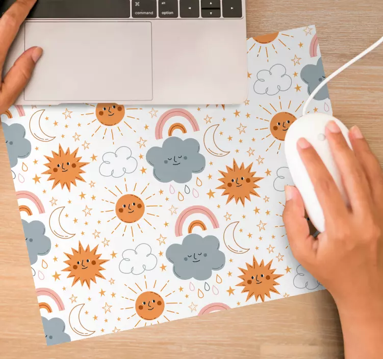 Tapis de souris motif soleil et nuages joyeux - TenStickers