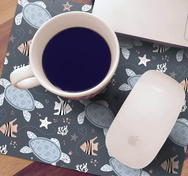 Tapis de souris motif tortue et poisson - TenStickers