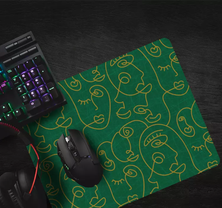 Tapis de souris motif visages en lignes abstraites - TenStickers
