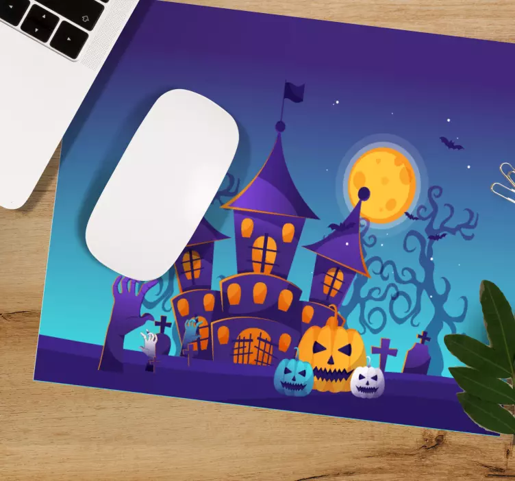 Tapis de souris noël château hanté d'halloween - TenStickers