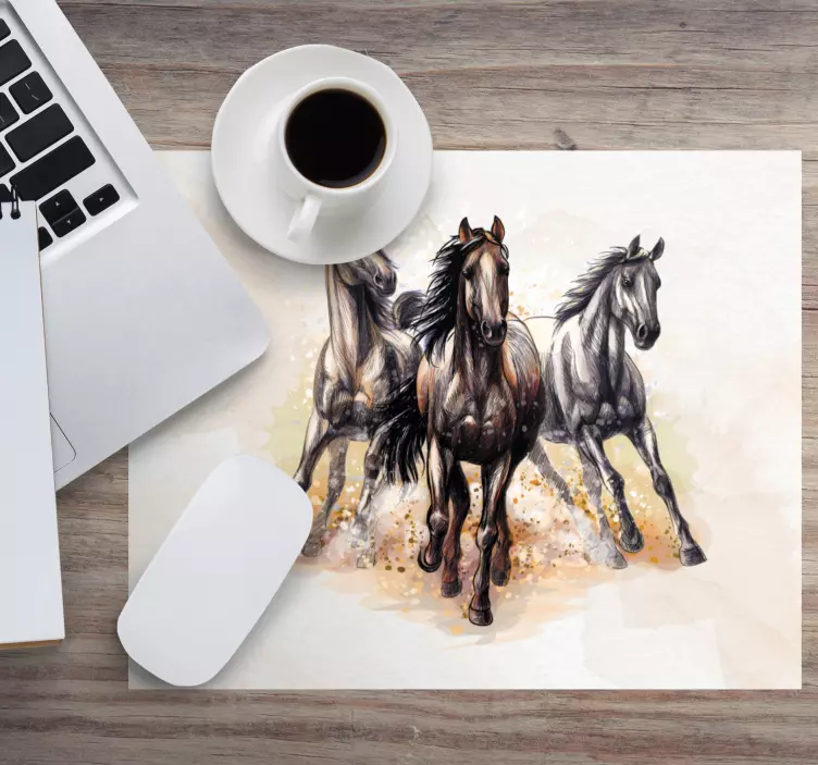 Tapis de souris original des chevaux majestueux au galop - TenStickers