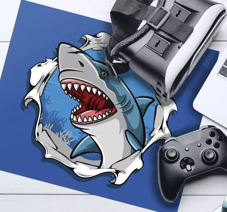 Tapis de souris original Gros requin 3d - TenStickers