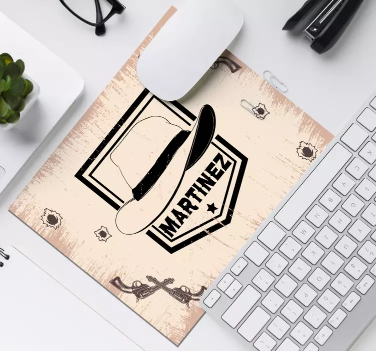Tapis de souris personnalisable chapeau de style western - TenStickers