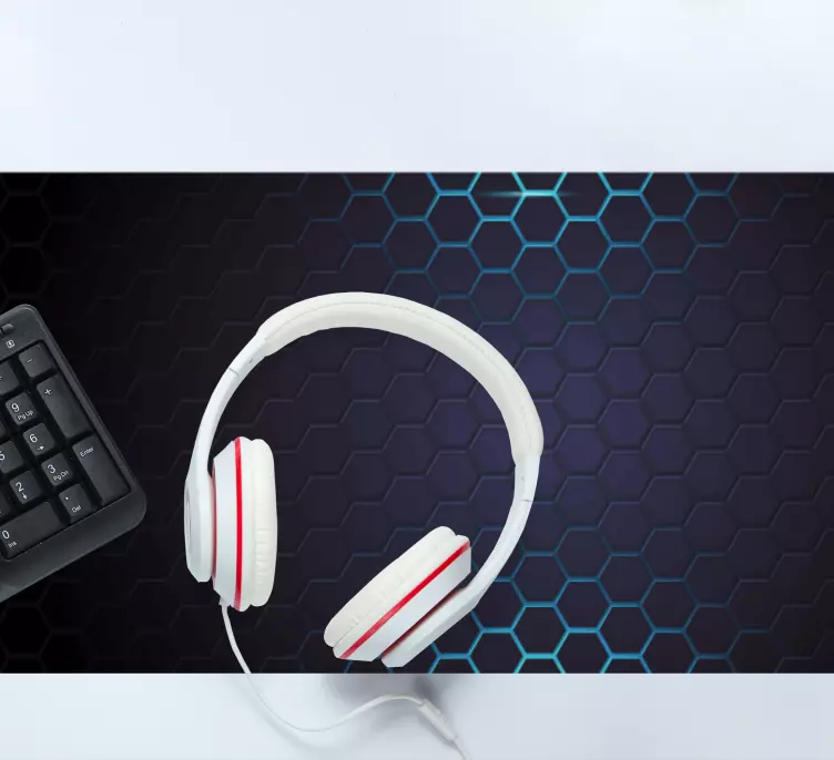 Tapis de souris gamer Hexagone noir et bleu - TenStickers