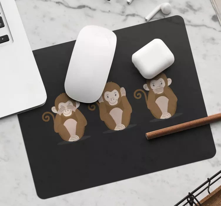 tapis de souris original Trois singes emoji - TenStickers