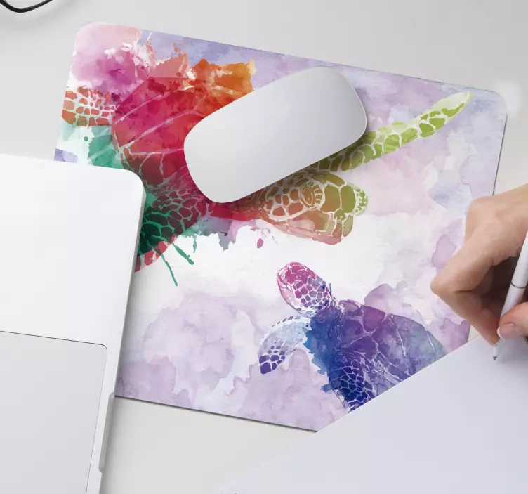 Tapis de souris tortues aquarelle coloré - TenStickers