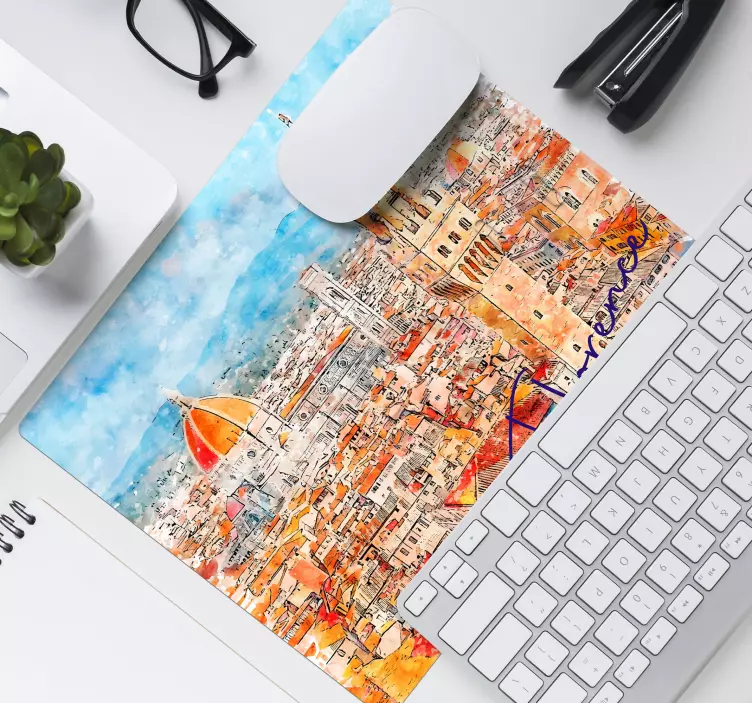 Tapis de souris vue sur le paysage urbain de florence - TenStickers