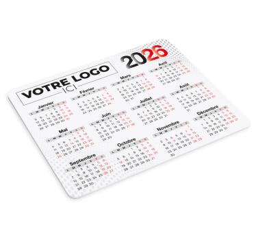 Tapis de souris personnalisable calendrier 2026 logo - TenStickers