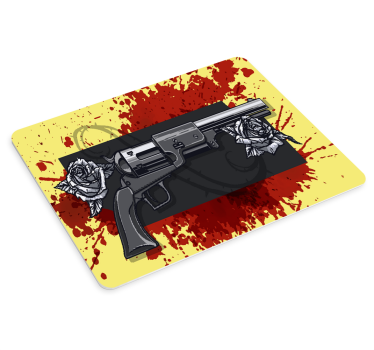Tapis de souris gamer révolver avec roses - TenStickers