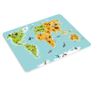 Tapis de souris carte du monde animaux colorés - TenStickers