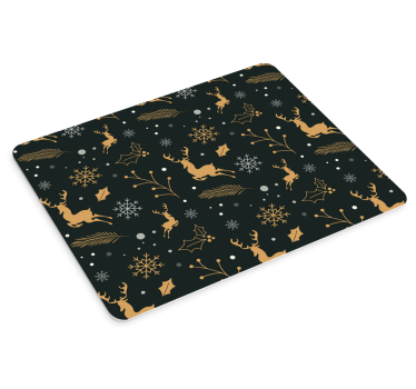 Tapis de souris noël rennes dorés élégants - TenStickers