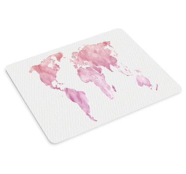 Tapis de souris carte du monde aquarelle rose - TenStickers