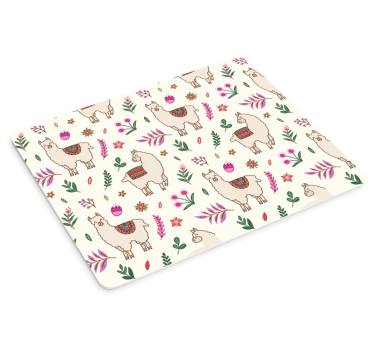 Tapis de souris original llamas et motifs floraux - TenStickers