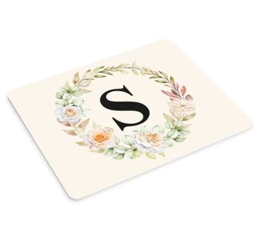 Tapis de souris personnalisable design floral initial - TenStickers