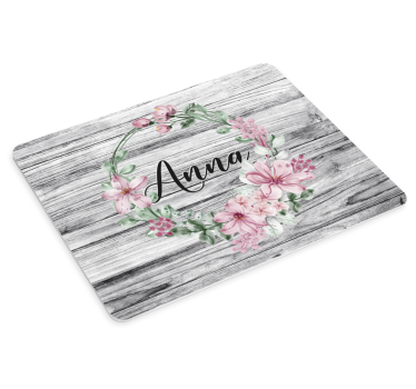tapis de souris nom Cercle de fleurs avec nom - TenStickers