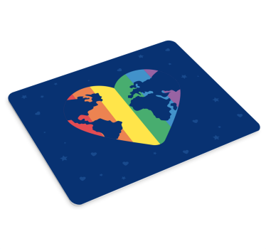 Tapis de souris carte du monde en forme de cœur - TenStickers
