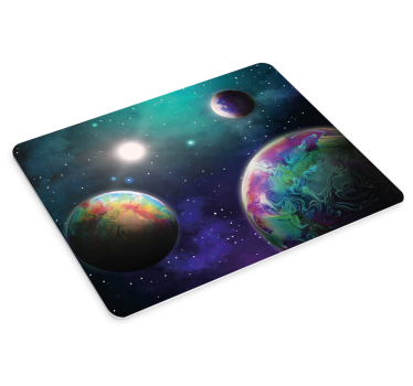Tapis de souris carte du monde orbes cosmiques colorées - TenStickers