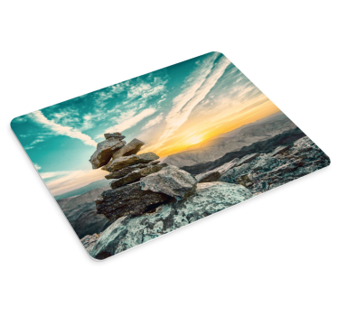 Tapis de souris carte du monde coucher de soleil cairn - TenStickers