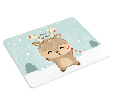 Tapis de souris noël renne joyeux avec bonbon - TenStickers