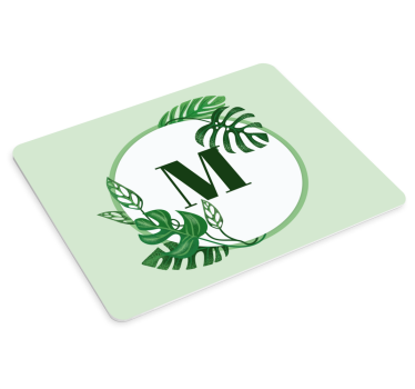 Tapis de souris personnalisable initial avec feuillage - TenStickers