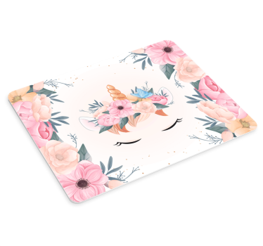 Tapis de souris animé visage de licorne floral - TenStickers