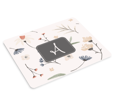 Tapis de souris personnalisable monogramme floral - TenStickers