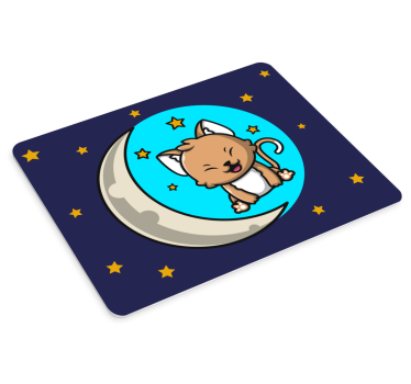 Tapis de souris animé chat mignon lune - TenStickers