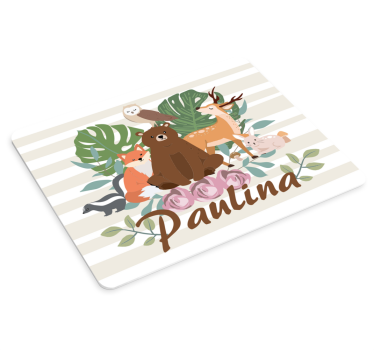 Tapis de souris avec nom Animaux des bois girly personnalisés - TenStickers