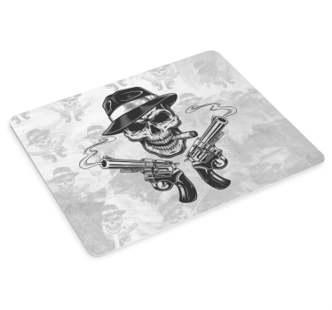 Tapis de souris gamer tête de mort avec armes - TenStickers