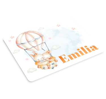 Tapis de souris personnalisable montgolfière lapin - TenStickers