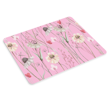 Tapis de souris motif fond rose fleuri - TenStickers