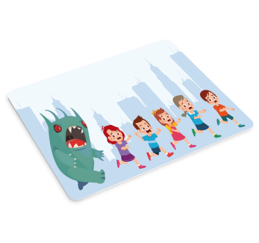 Tapis de souris gamer enfants fuyant un monstre - TenStickers