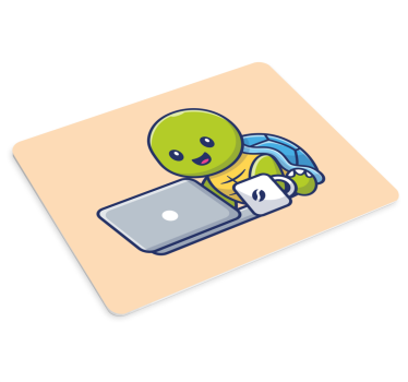 Tapis de souris gamer tortue joyeuse au travail - TenStickers
