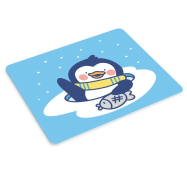 Tapis de souris animé pingouin avec poisson - TenStickers
