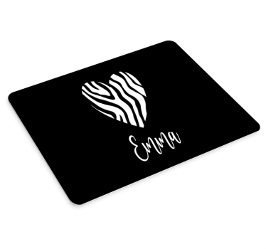 Tapis de souris personnalisable coeur zèbre contour - TenStickers