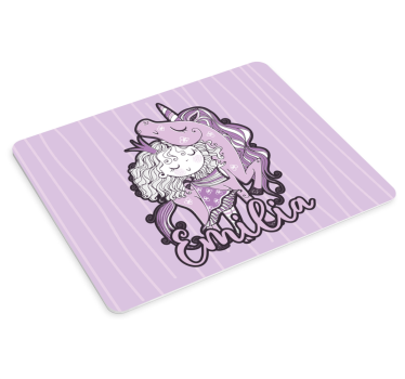 Tapis de souris personnalisable licorne et fille - TenStickers