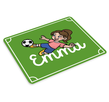 Tapis de souris personnalisable fille tirant au foot - TenStickers