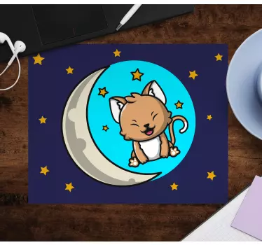Tapis de souris animé chat mignon lune - TenStickers