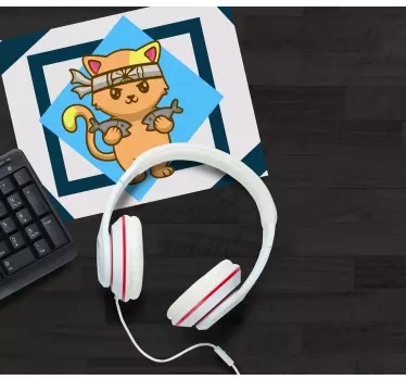 Tapis de souris animé guerrier chat mignon - TenStickers